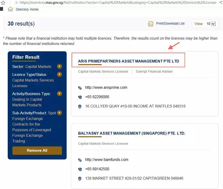 新加坡MAS监管查询，MAS监管的外汇平台有多少家