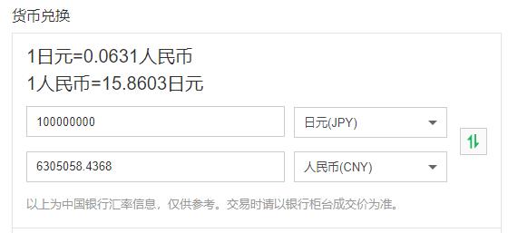 一亿日元等于多少人民币