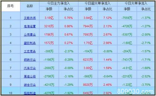 资金流向：市场强势放量反弹 318亿呈现净流出