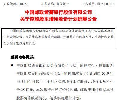 邮储银行斥资13.5亿增持！A股打响保卫战 多家公司宣布增持和回购股份