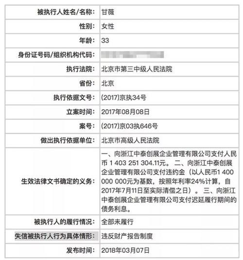 又见天价离婚！欠了260亿债申请破产的贾跃亭 被妻子甘薇索偿40亿