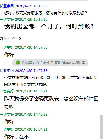 长亚外汇平台出金难且账户无法登录，申请密码修改一直未回复！