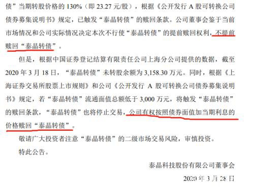 “一夜亏63%”续集：毫无意外 泰晶转债开盘即熔断 最新回应来了