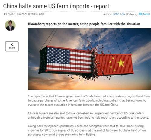 传中国停购美国农产品和猪肉 美元低位反弹美股“涨”声依旧