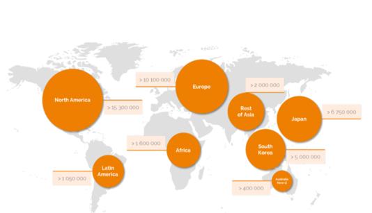 图12 2019年6月的参与比特币交易者的全球分布