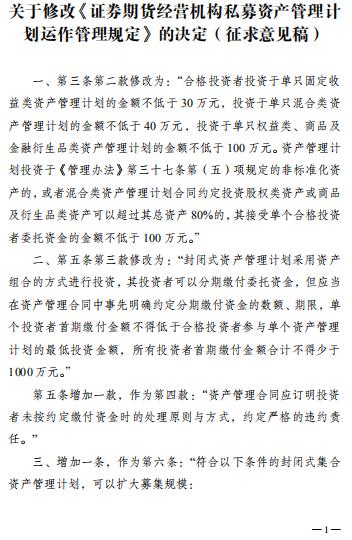 资管细则迎来修改！期货经营机构相关投资限制放宽，AA级期货公司及其子公司可设立投资非标资产的资管产品